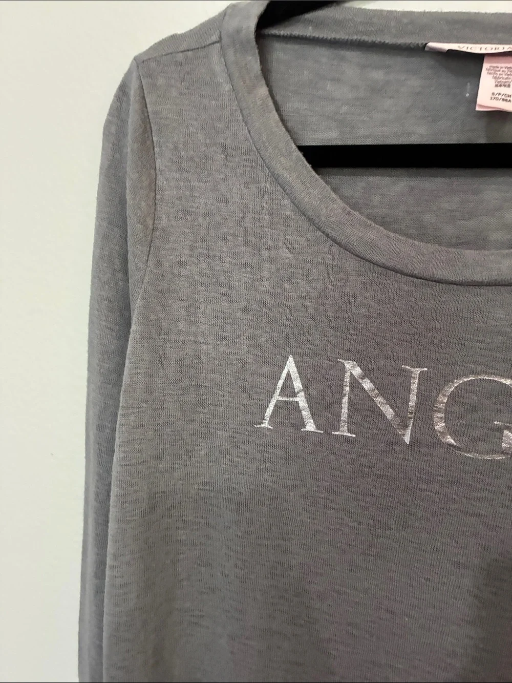 Victoria's Secret Gray 'ANGEL' Long-Sleeve Tee